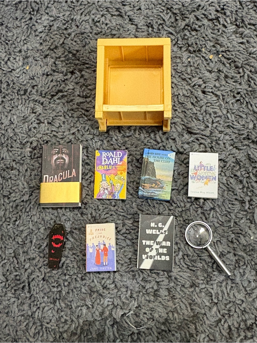 NWOT Mini Series Books with a Shelf, a Magnifying Glass & a Bookmark, Books (3)